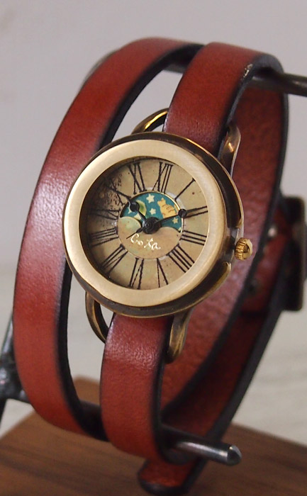 cota（コタ）手作り腕時計 “ -猫と月と太陽-”茶トラ猫 レディース 