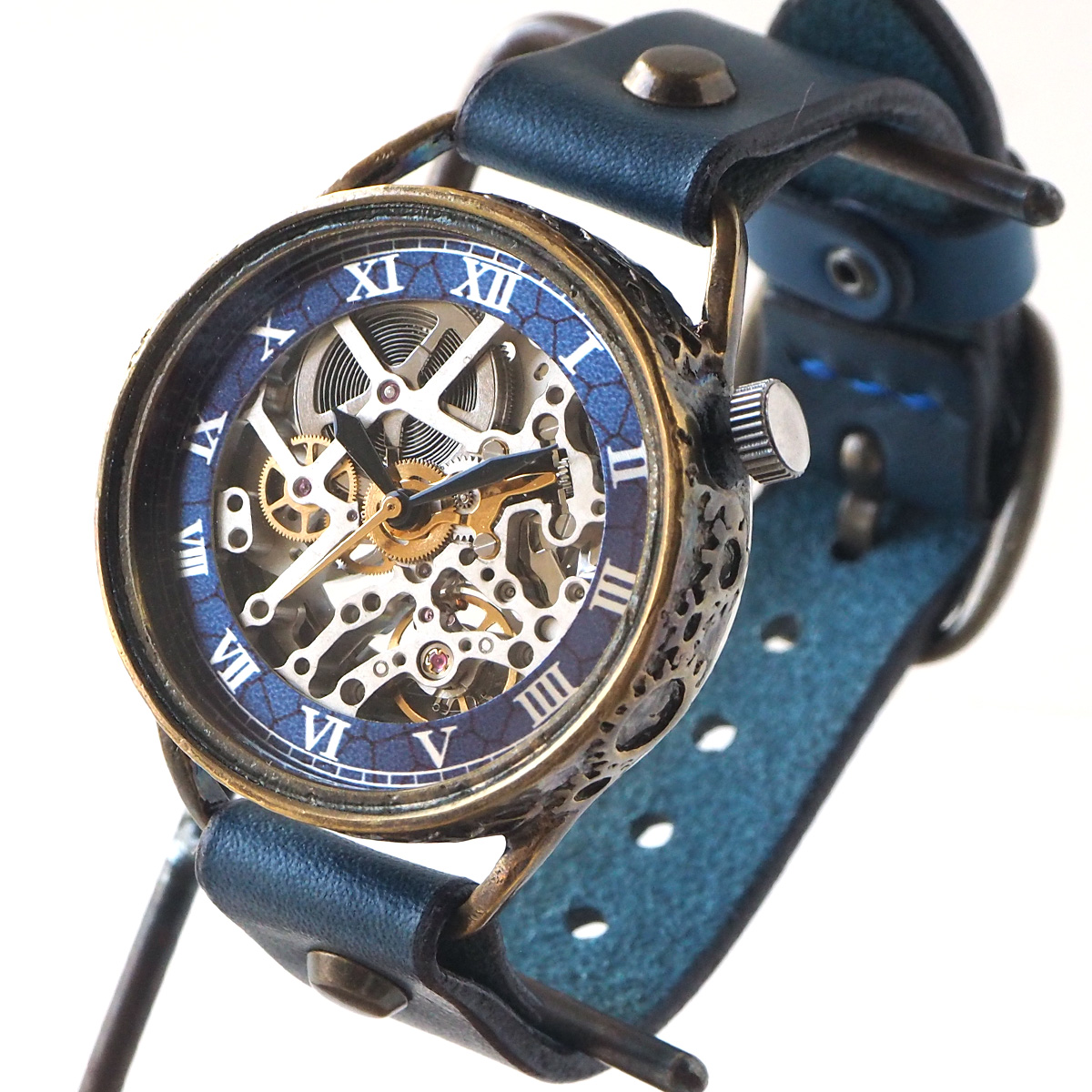 4,888円手作り自動巻き腕時計 表裏スケルトン